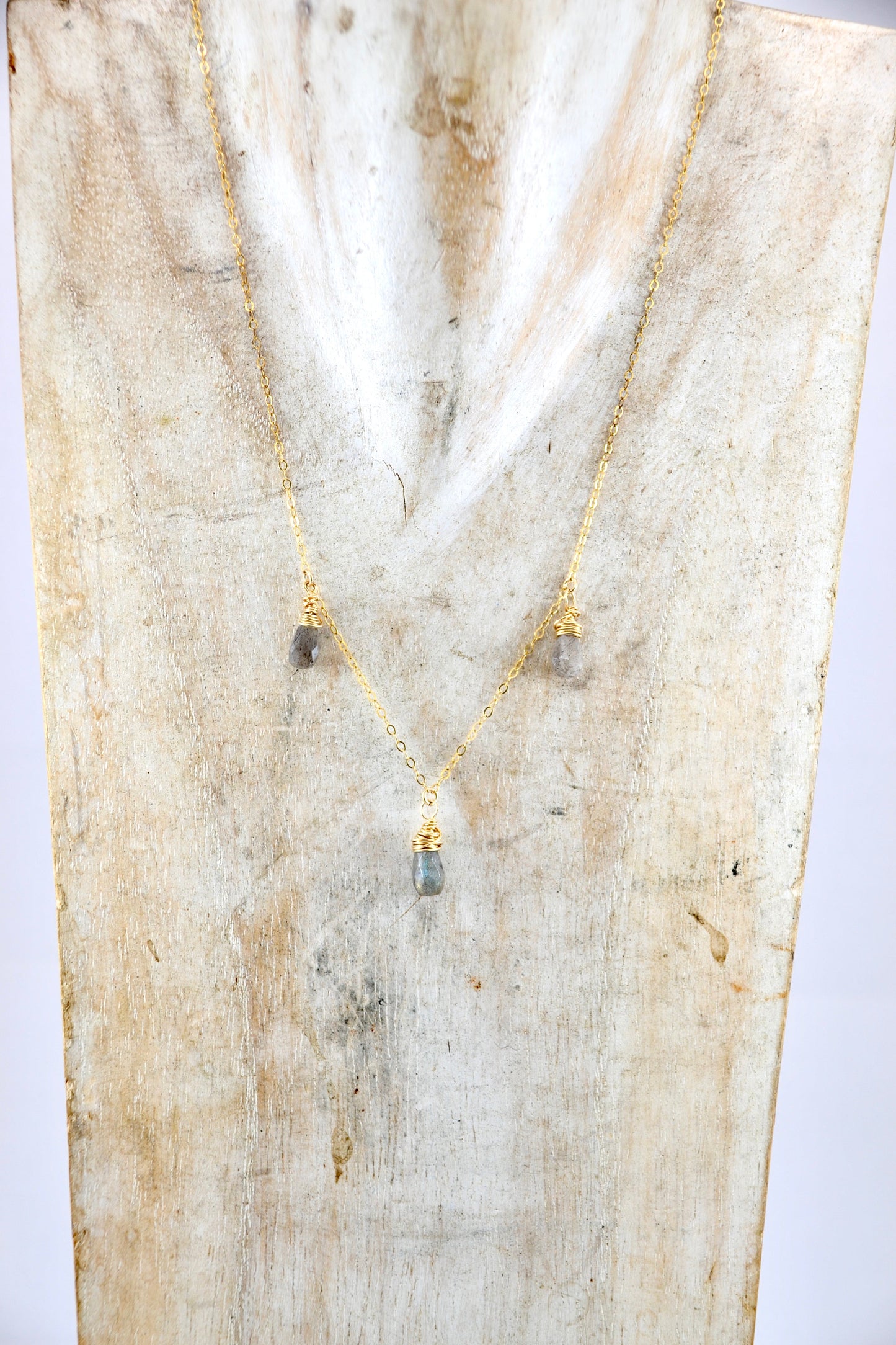 Faceted Labradorite Rain Drop Necklace | 14-K Gold Filled
