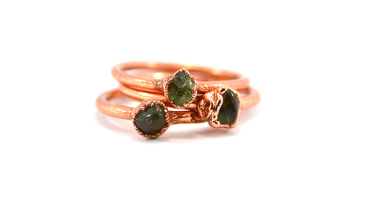 Copper Peridot Ring | August Birthstone Large Stone