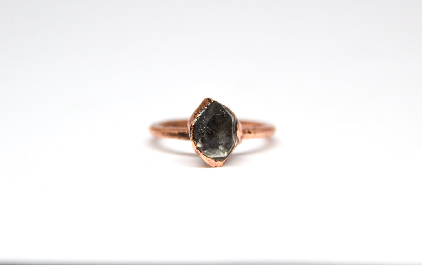 Dark Herkimer Diamond Ring | Tibetan Quartz || April Birthstone