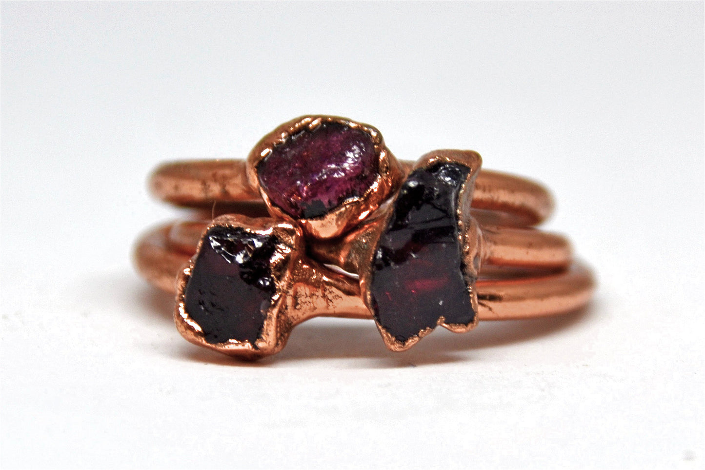 Raw Copper Garnet Ring| Raw Garnet Ring| Garnet Ring| January Ring|
