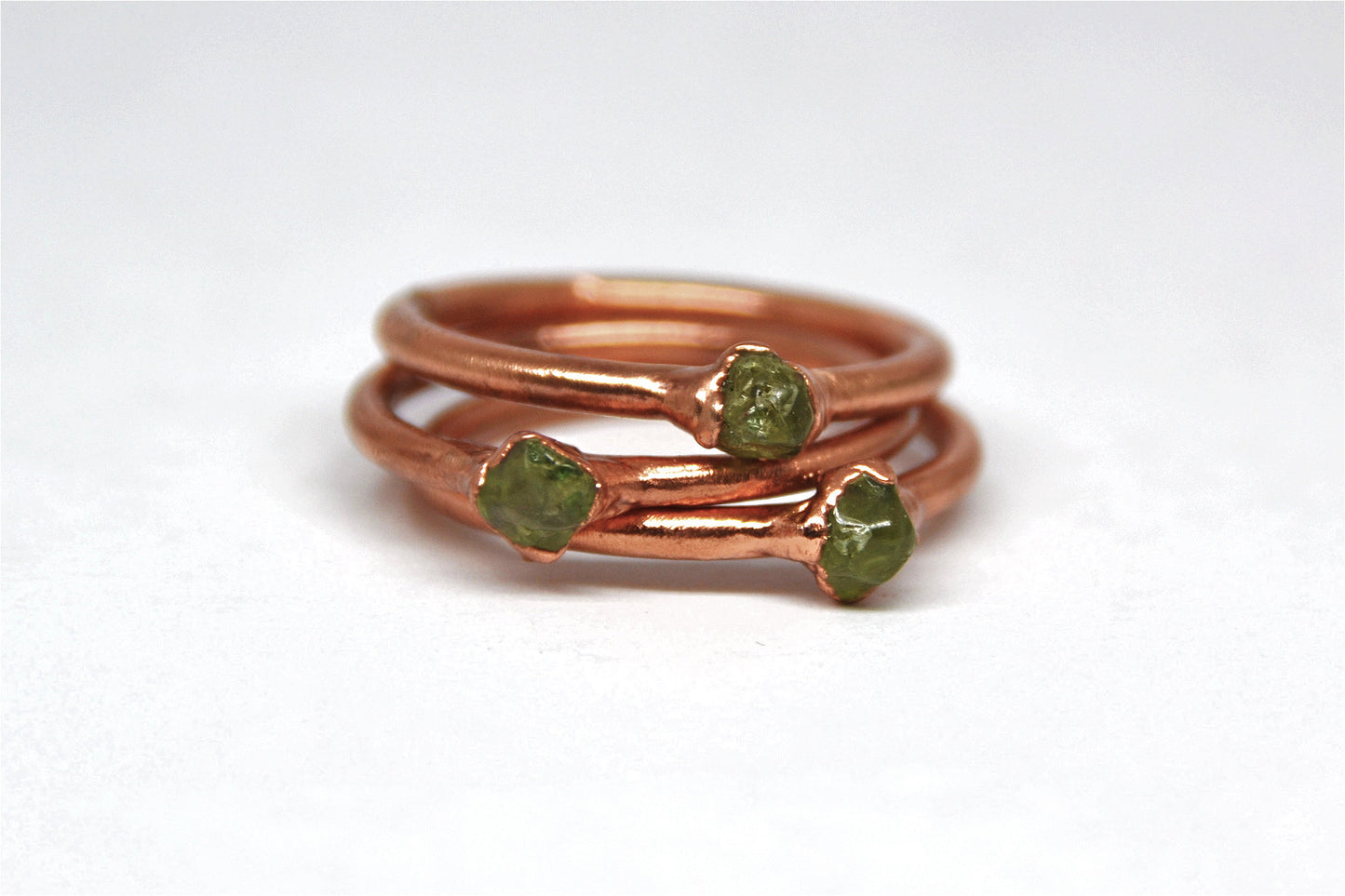 Dainty Copper Peridot Ring || August Birthstone Ring