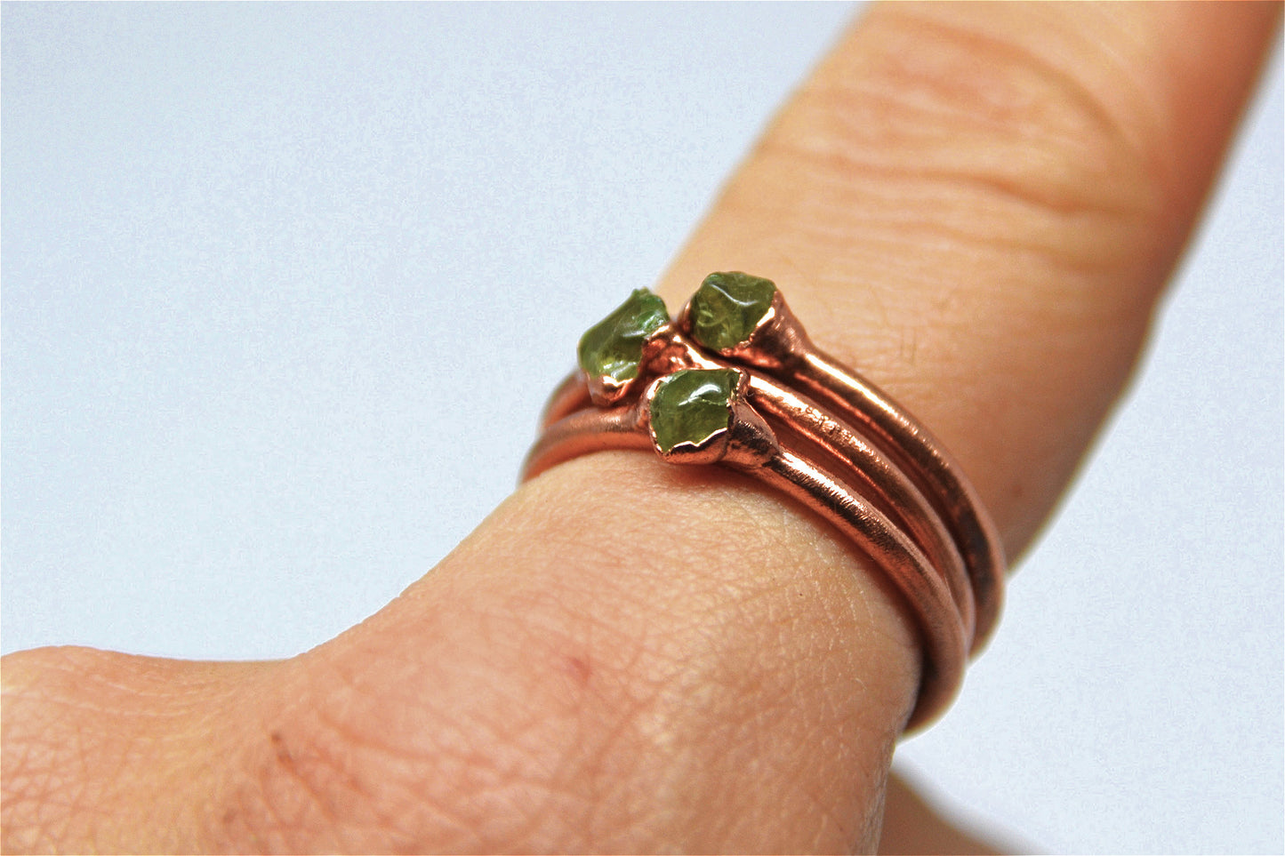 Dainty Copper Peridot Ring || August Birthstone Ring