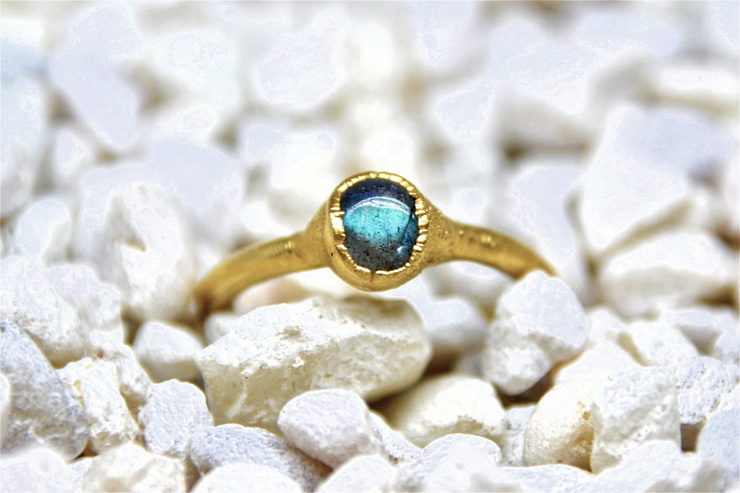 Gold Labradorite Flashy Ring