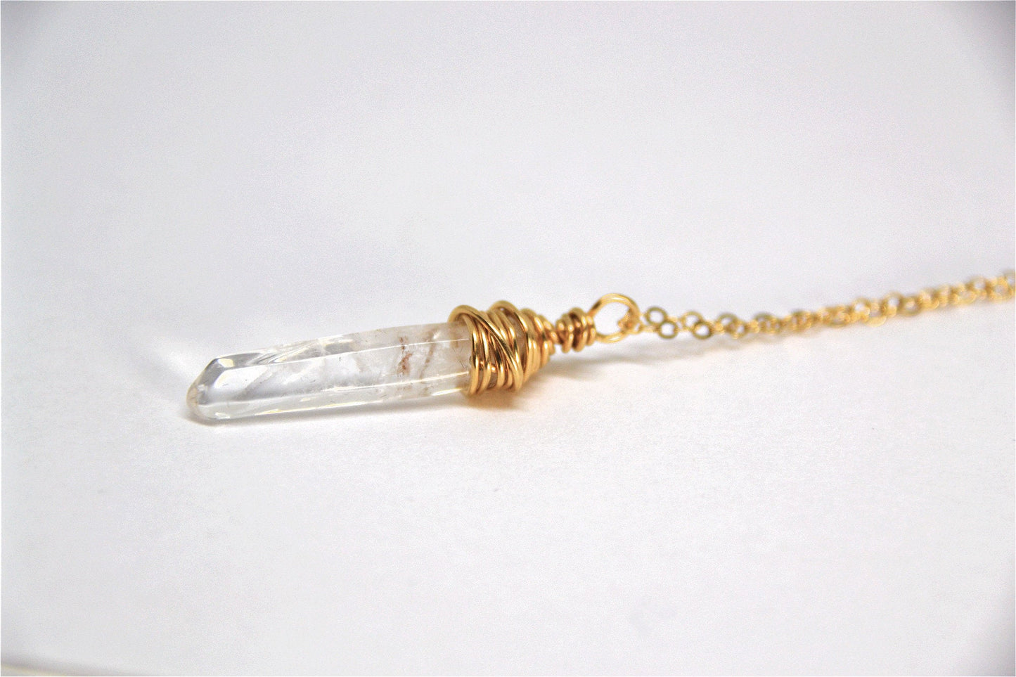 Raw Quartz Point 14K Gold Filled Necklace || April Birthstone
