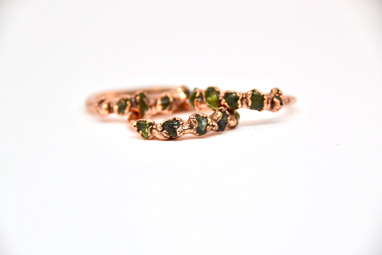 Multi-Stone Raw Peridot Ring Copper
