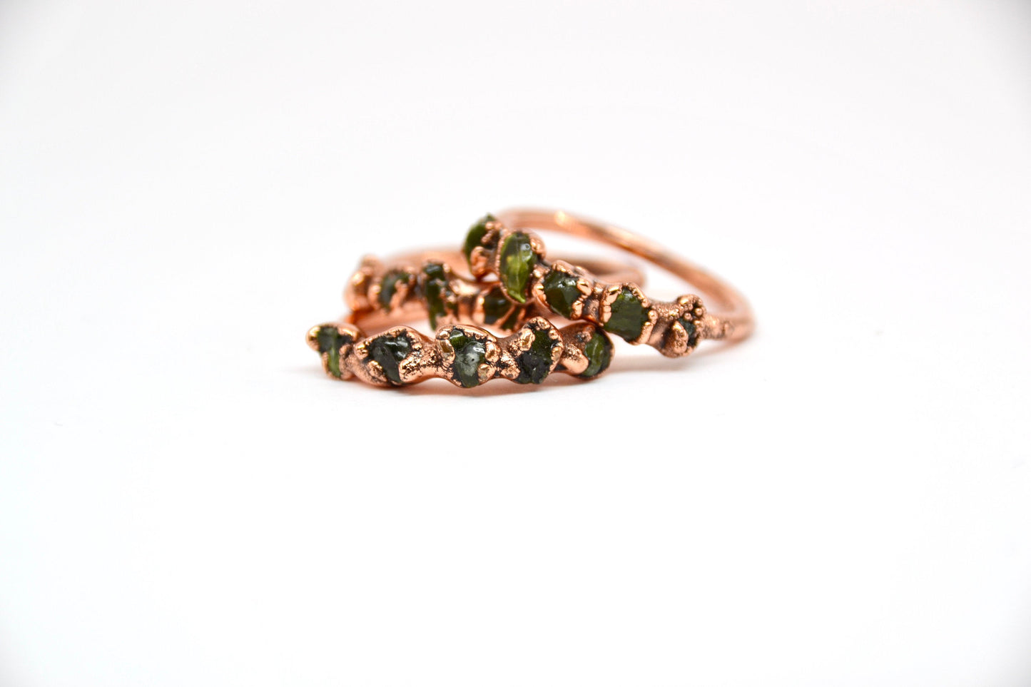 Multi-Stone Raw Peridot Ring Copper