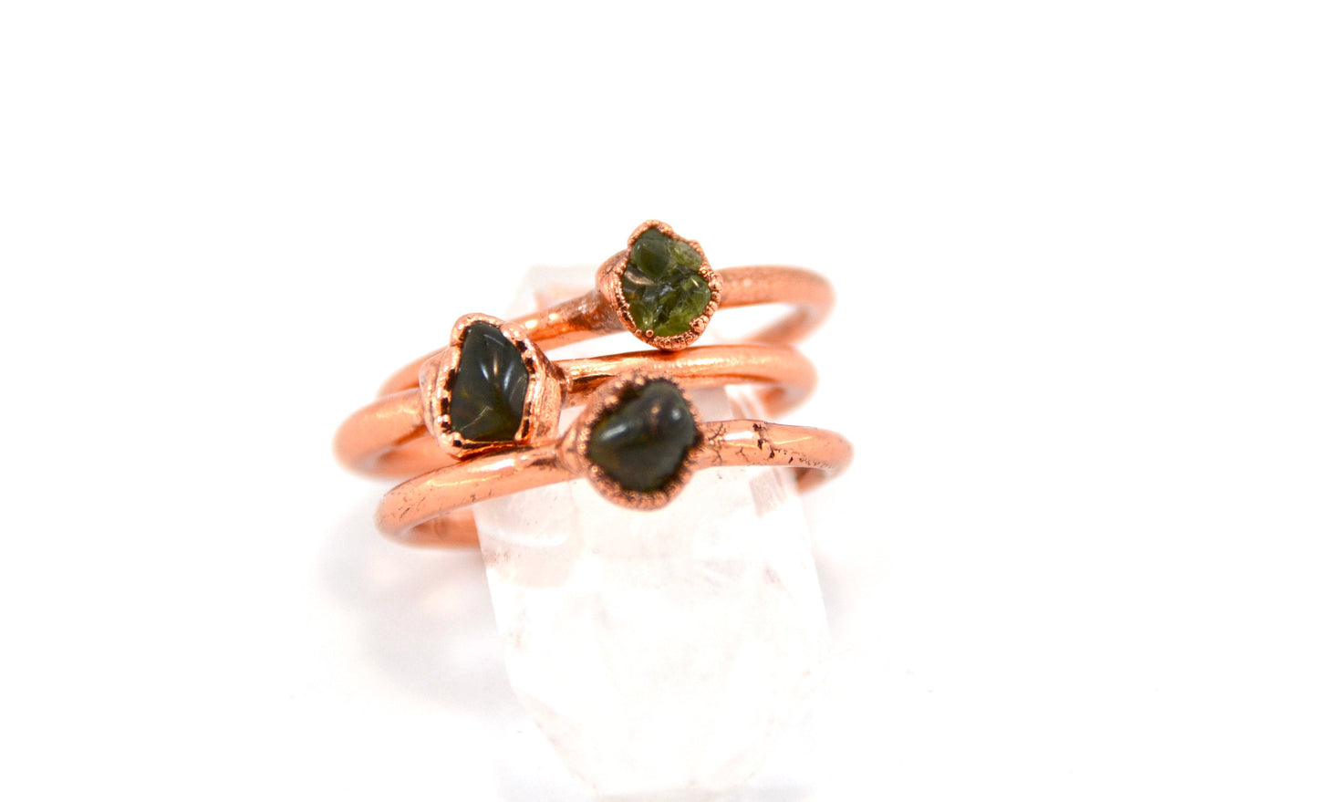 Copper Peridot Ring | August Birthstone Large Stone