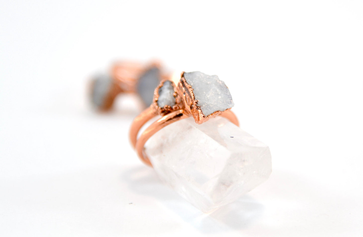 Raw Rainbow Moonstone Copper Ring | June Birthstone