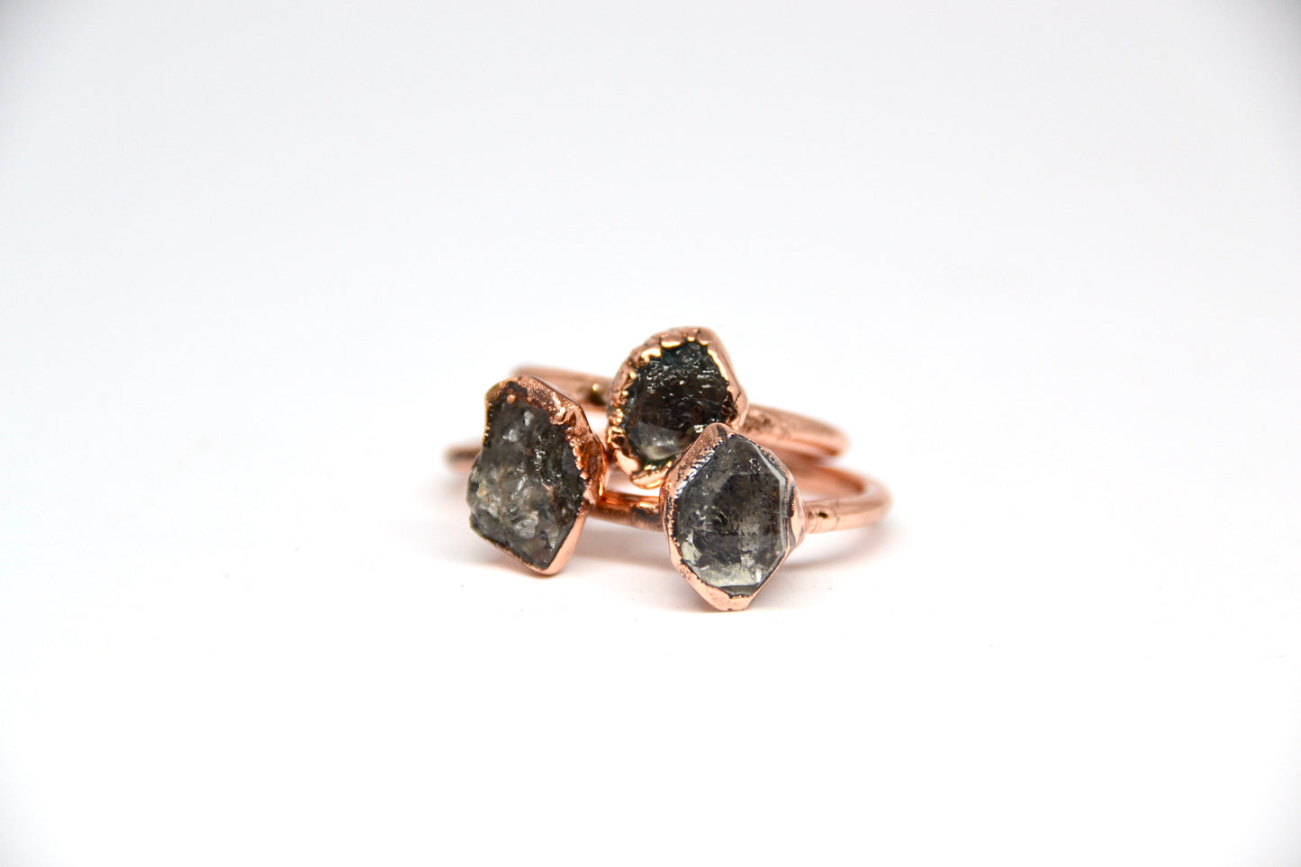 Dark Herkimer Diamond Ring | Tibetan Quartz || April Birthstone