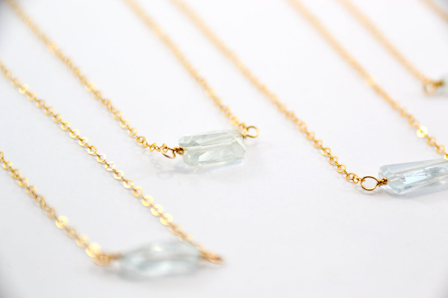 14K GF Dainty Aquamarine Necklace || March Birthstone
