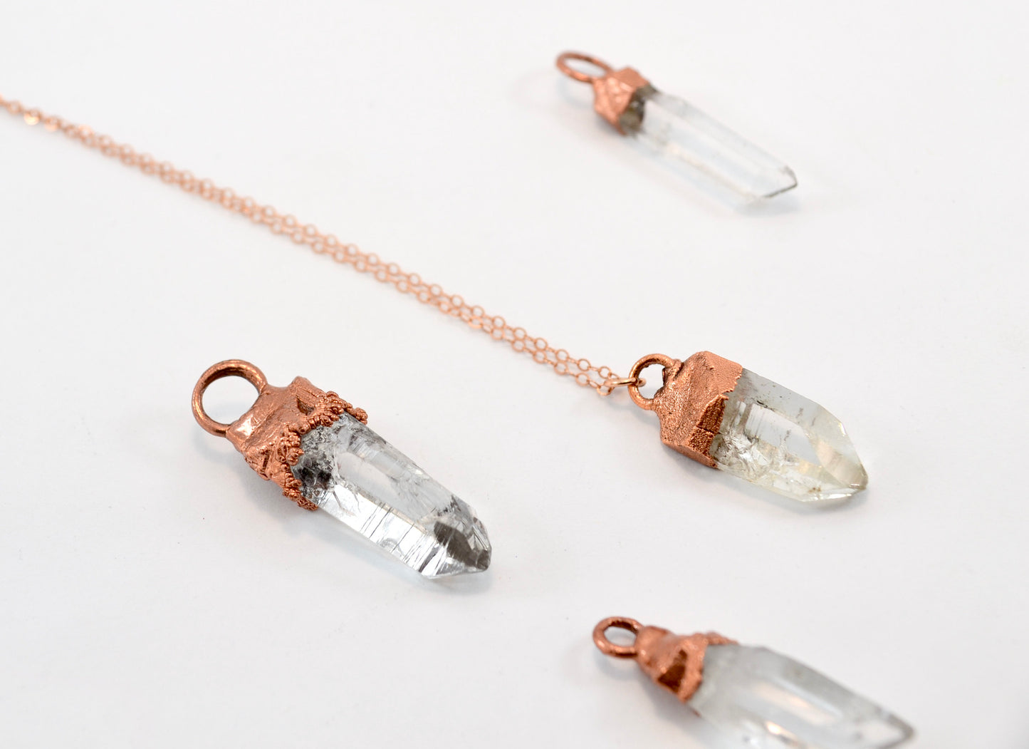 Chunky Clear Quartz Copper Necklace || April Birthstone