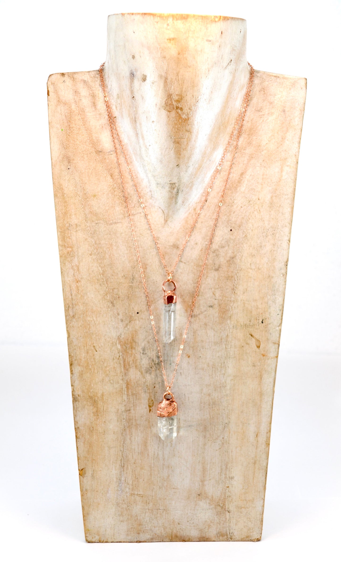 Chunky Clear Quartz Copper Necklace || April Birthstone