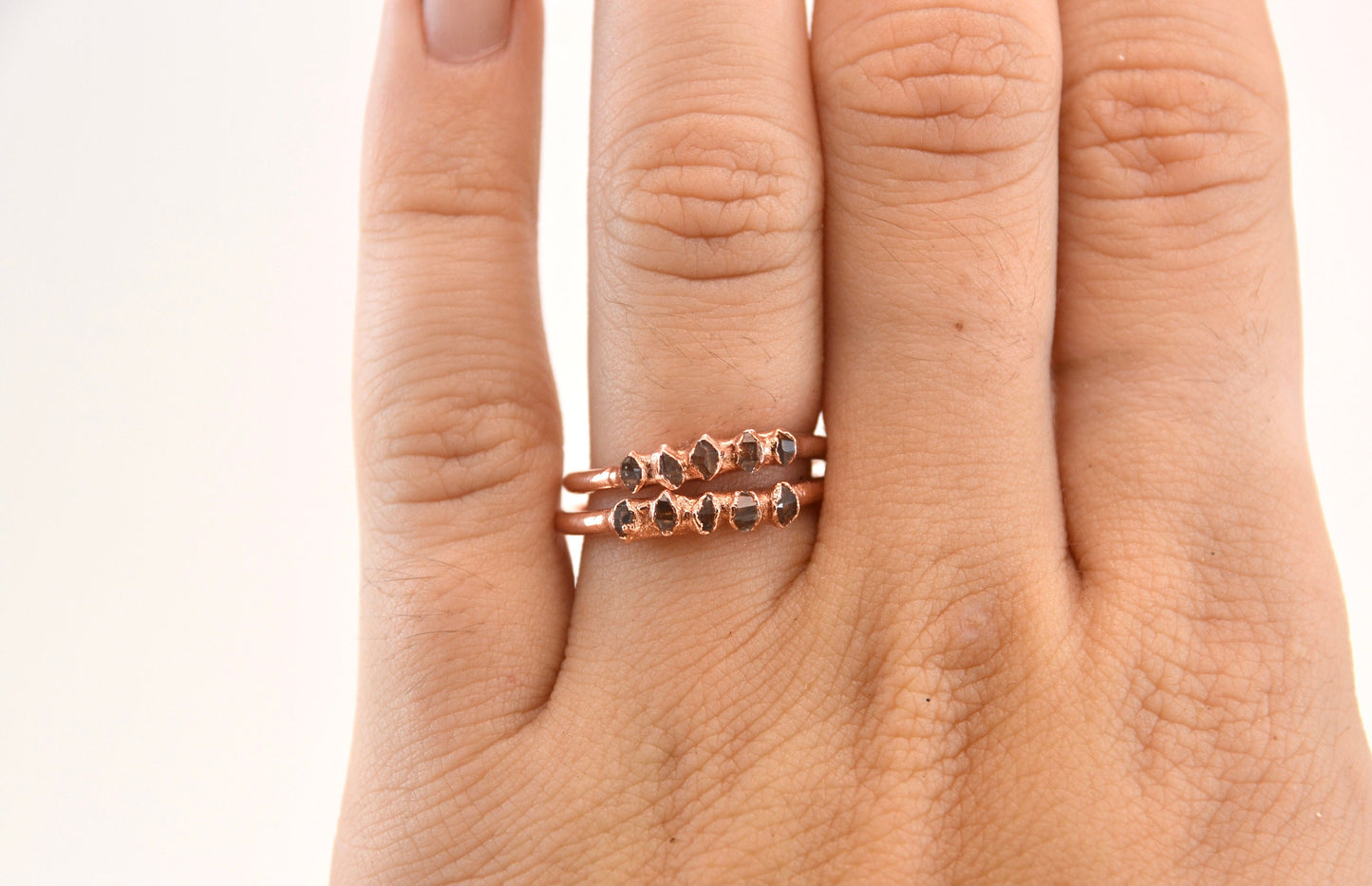 Raw Diamond Multi Stone Ring Band | Herkimer Diamond Ring |