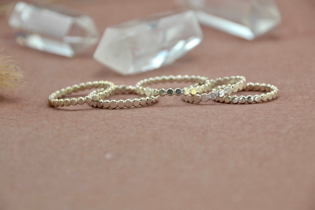 Sterling Silver Hammered Pebble Ring || Handmade Sterling Silver Stacking Ring |