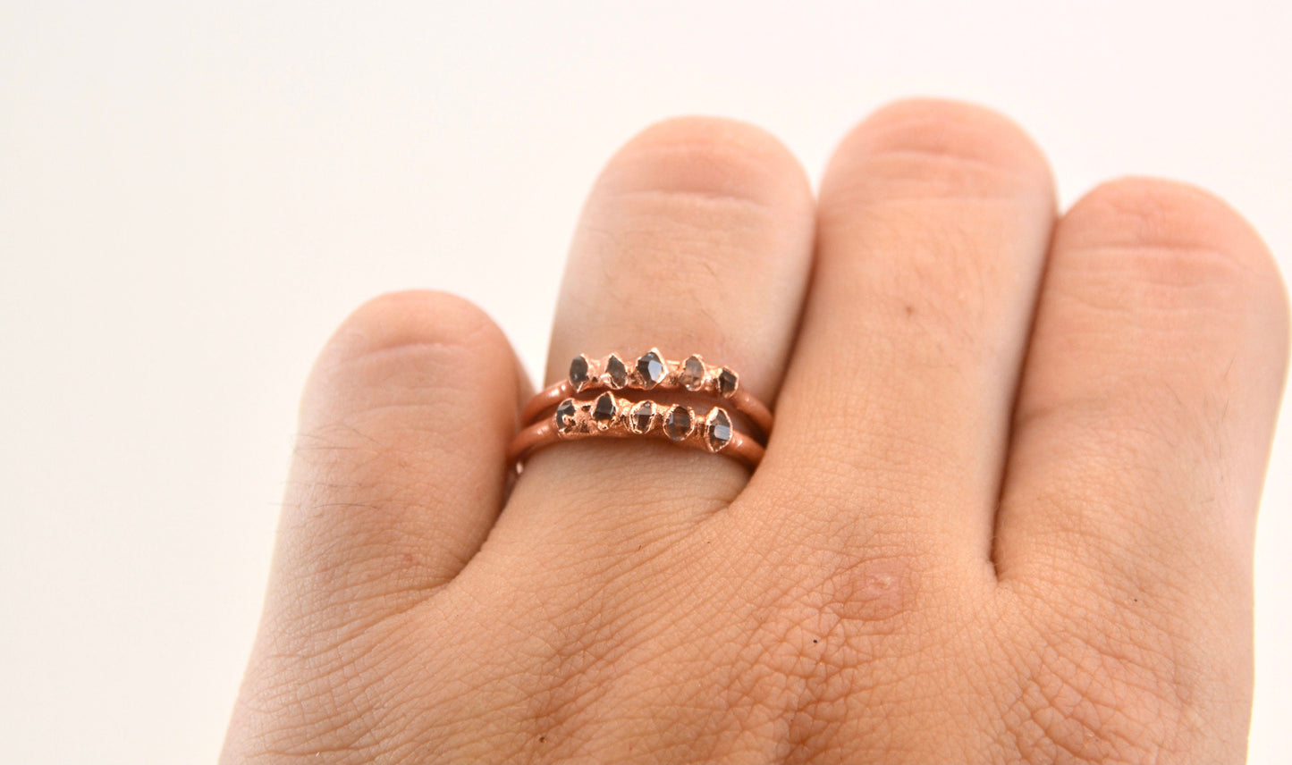 Raw Diamond Multi Stone Ring Band | Herkimer Diamond Ring |