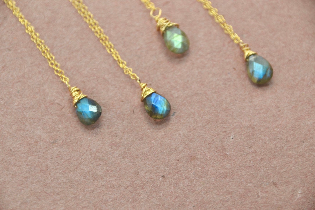 14K Gold Filled Flashy Labradorite Faceted Necklace || Stone of Magic & Transformation