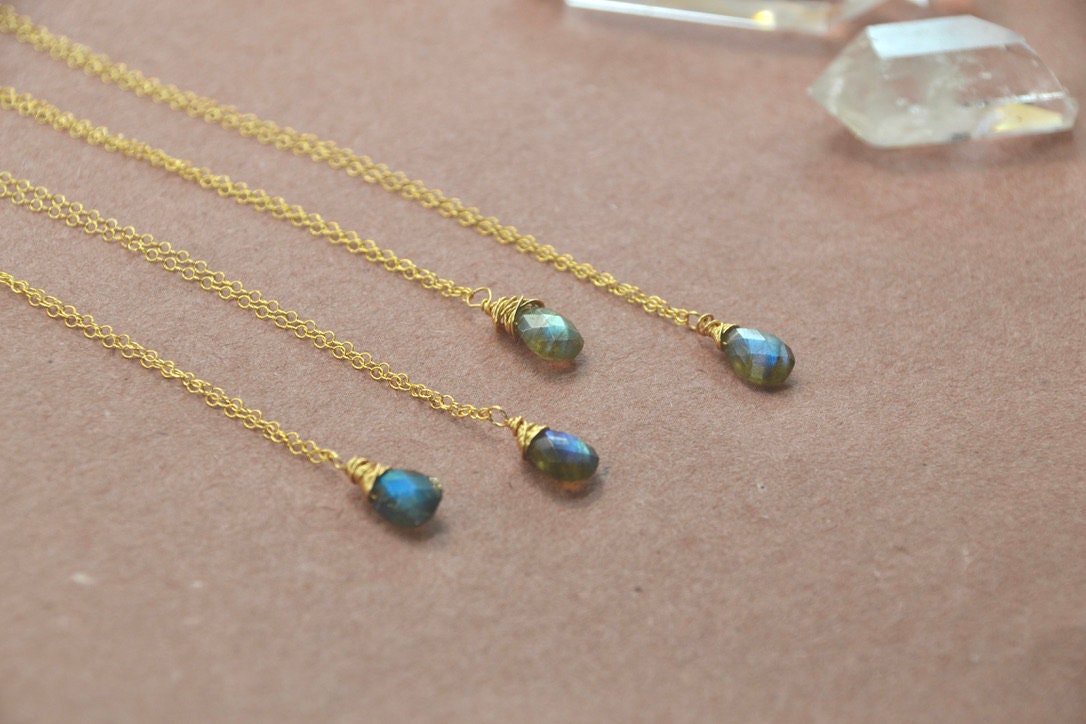 14K Gold Filled Flashy Labradorite Faceted Necklace || Stone of Magic & Transformation