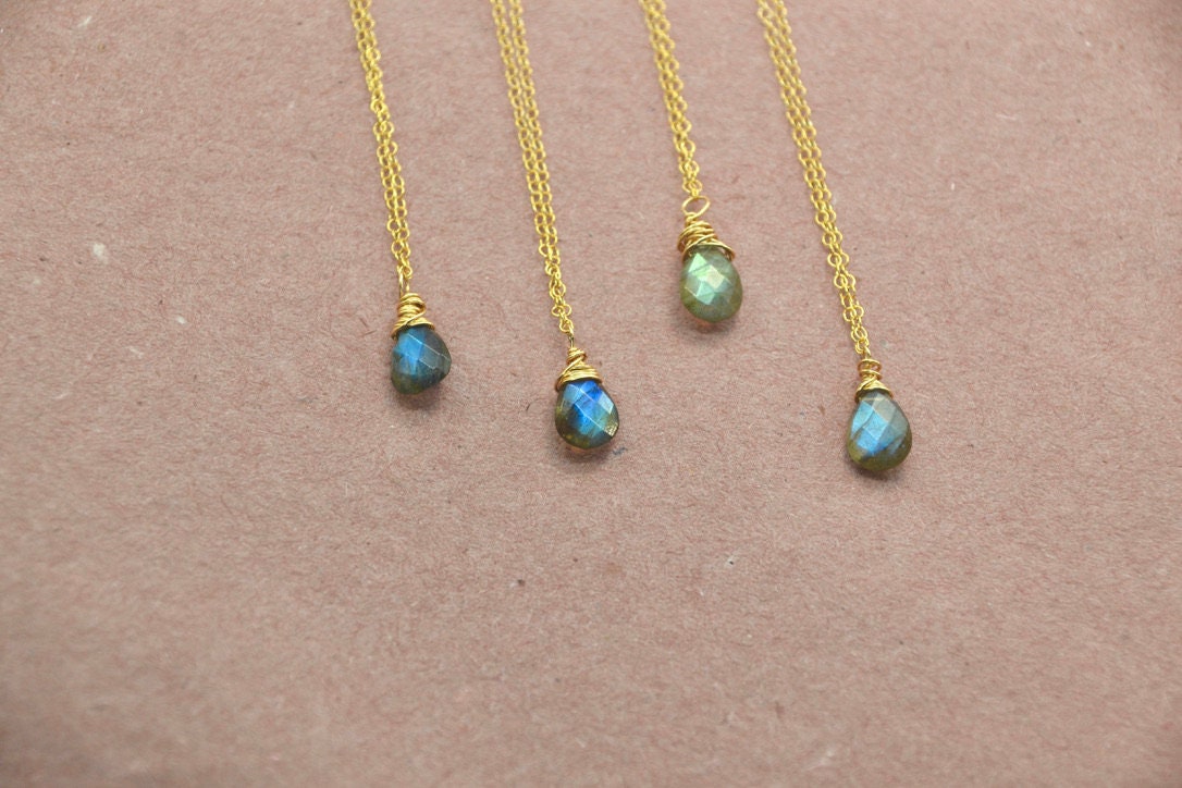 14K Gold Filled Flashy Labradorite Faceted Necklace || Stone of Magic & Transformation