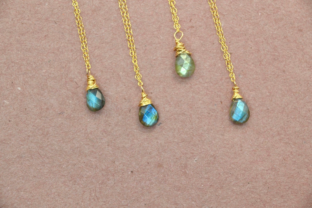 14K Gold Filled Flashy Labradorite Faceted Necklace || Stone of Magic & Transformation