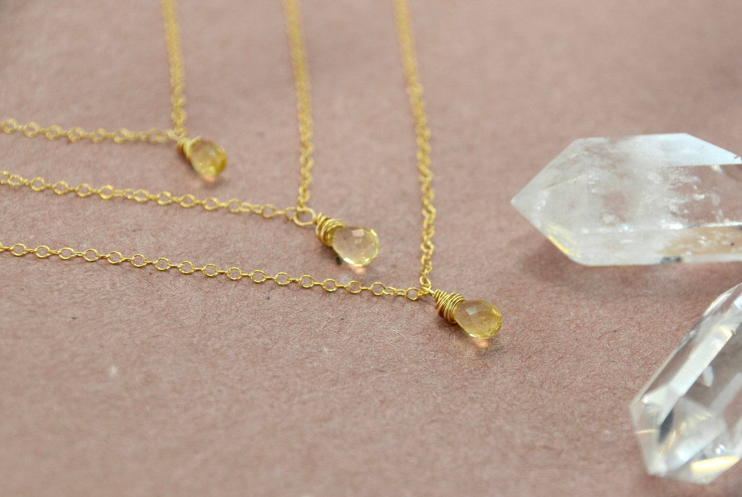 14k Gold Filled Citrine Necklace || Dainty Citrine Stone Necklace || November Birthstone