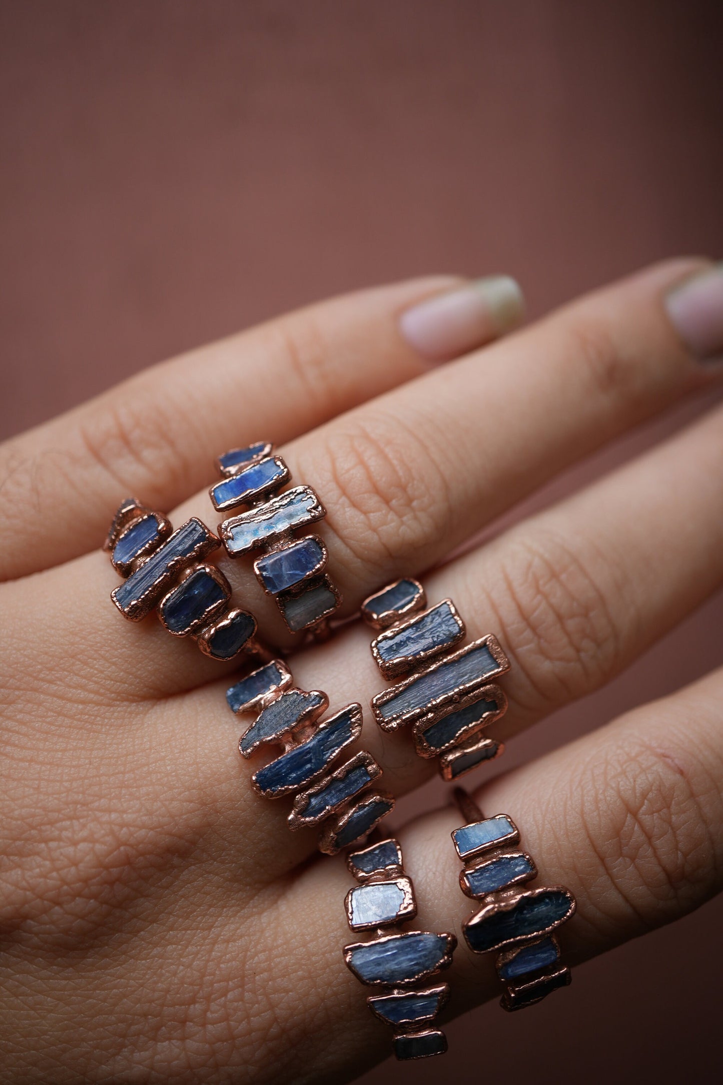 Multi-Stone Kyanite Ring | Kyanite Copper Ring | Copper Blue Kyanite Ring | Goddess Ring | Bohemian Stone Ring | Raw Stone Ring