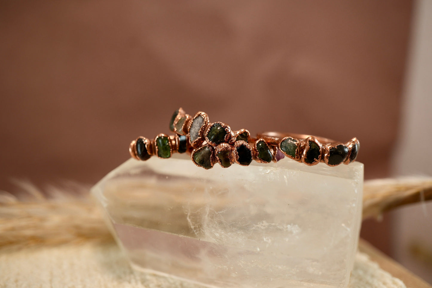 Multi-Colored Tourmaline Ring || Copper Tourmaline Ring || Pink Tourmaline || Green Tourmaline || Black Tourmaline || Electroformed Ring