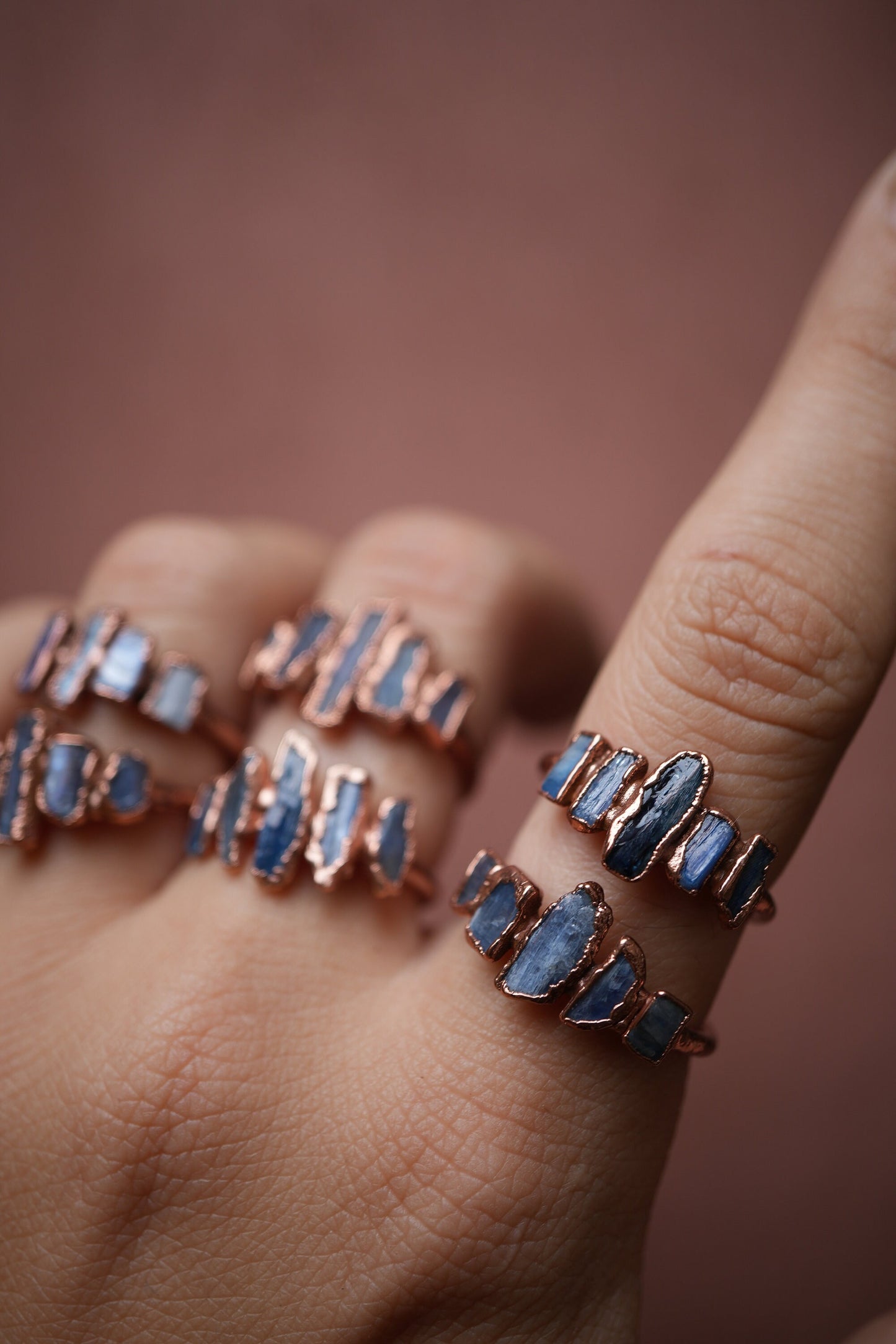 Multi-Stone Kyanite Ring | Kyanite Copper Ring | Copper Blue Kyanite Ring | Goddess Ring | Bohemian Stone Ring | Raw Stone Ring