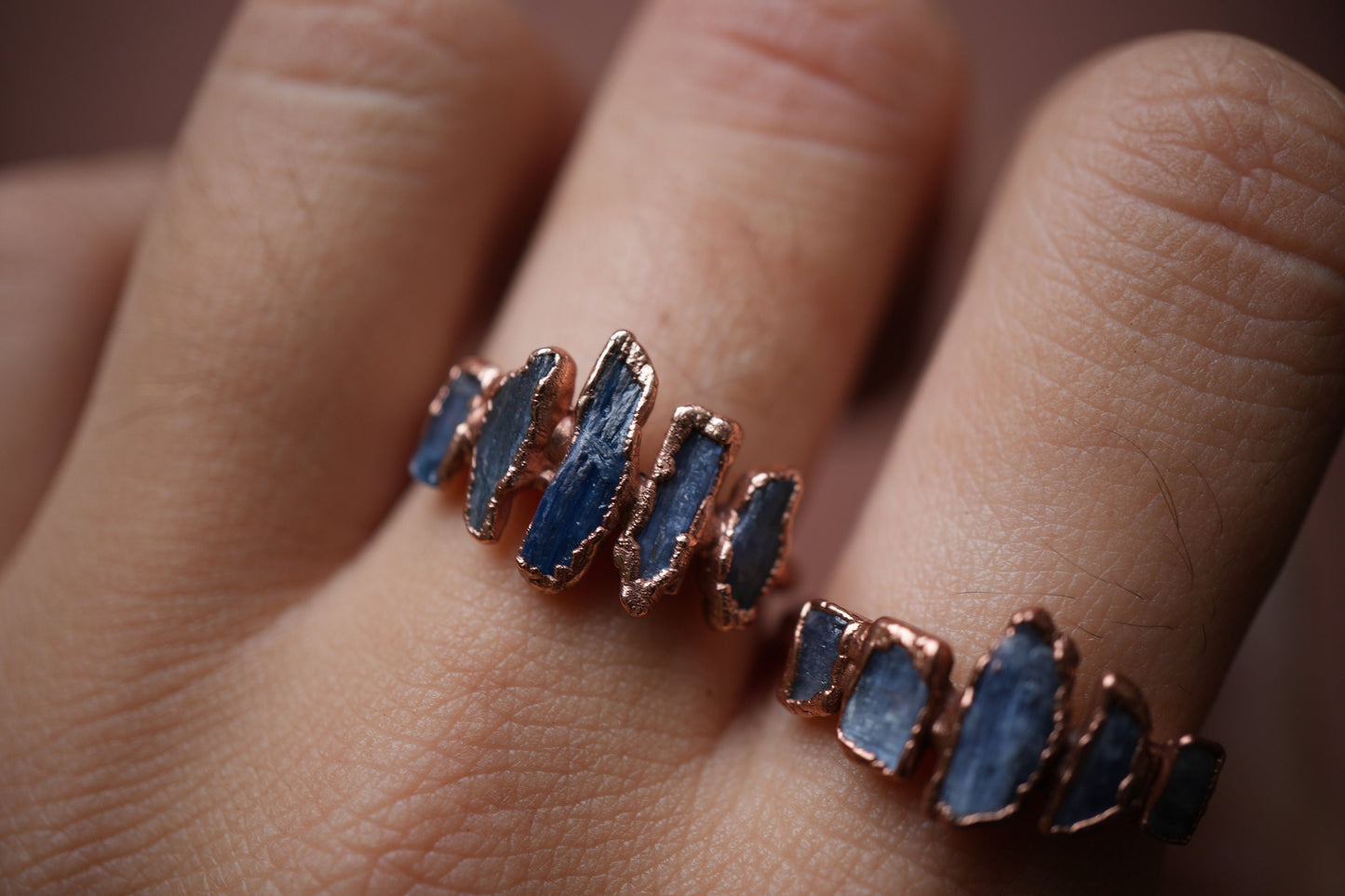 Multi-Stone Kyanite Ring | Kyanite Copper Ring | Copper Blue Kyanite Ring | Goddess Ring | Bohemian Stone Ring | Raw Stone Ring