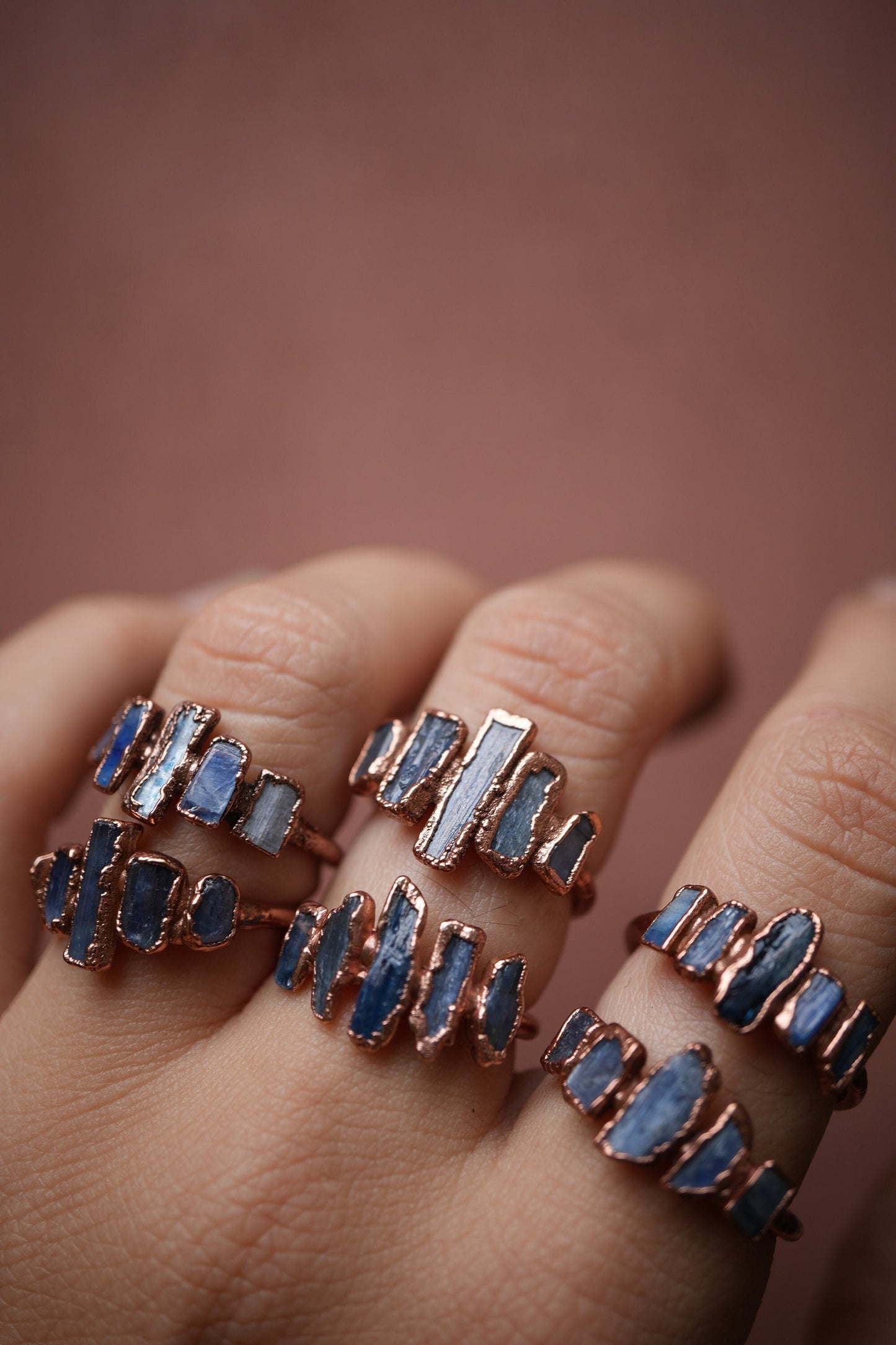 Multi-Stone Kyanite Ring | Kyanite Copper Ring | Copper Blue Kyanite Ring | Goddess Ring | Bohemian Stone Ring | Raw Stone Ring