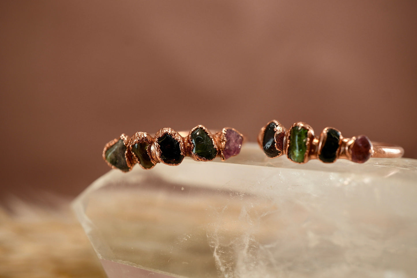 Multi-Colored Tourmaline Ring || Copper Tourmaline Ring || Pink Tourmaline || Green Tourmaline || Black Tourmaline || Electroformed Ring