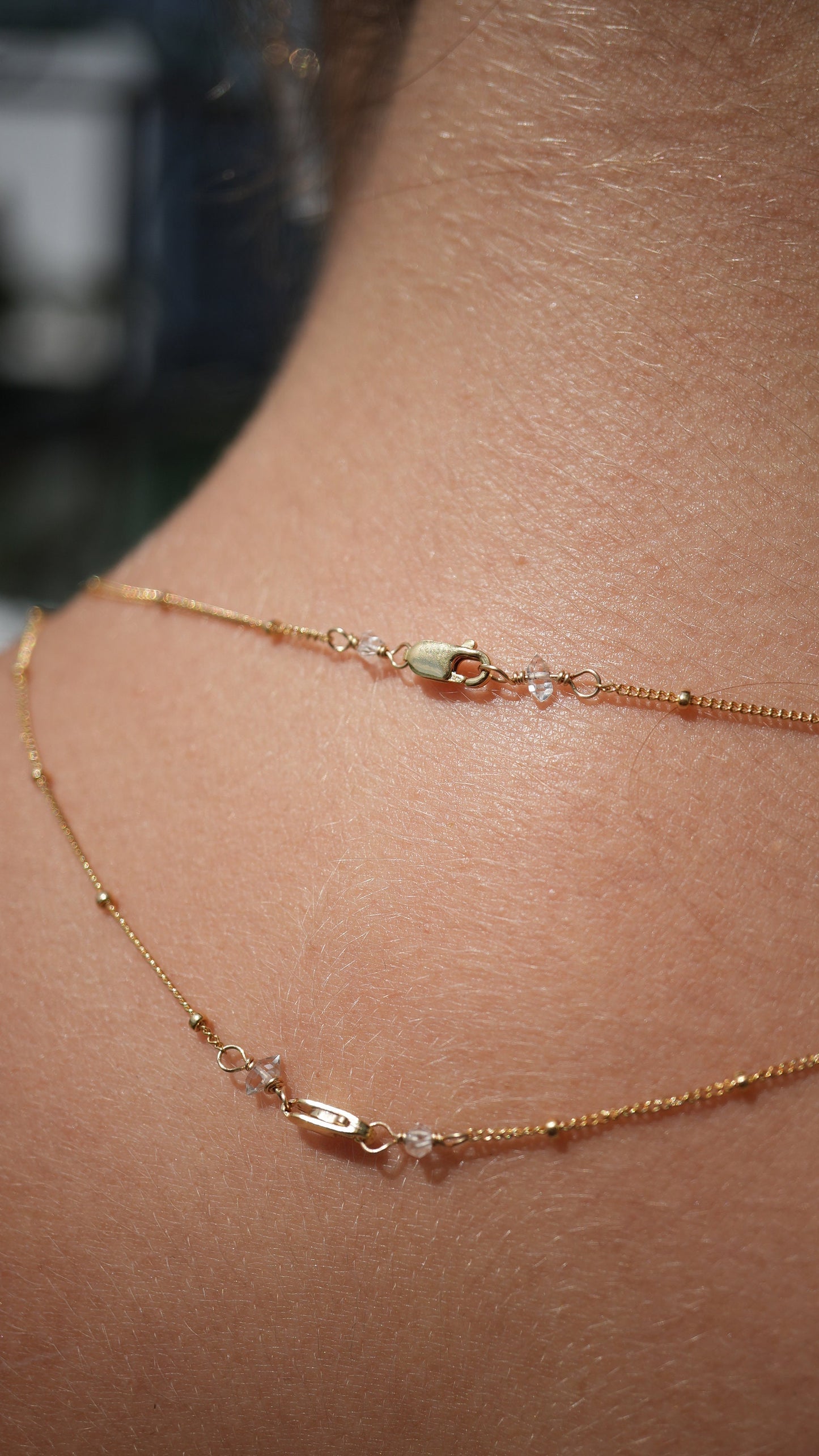 Raw Quartz Necklace || Satellite 14K Gold Filled Chain || Raw Quartz Gemstone Necklace