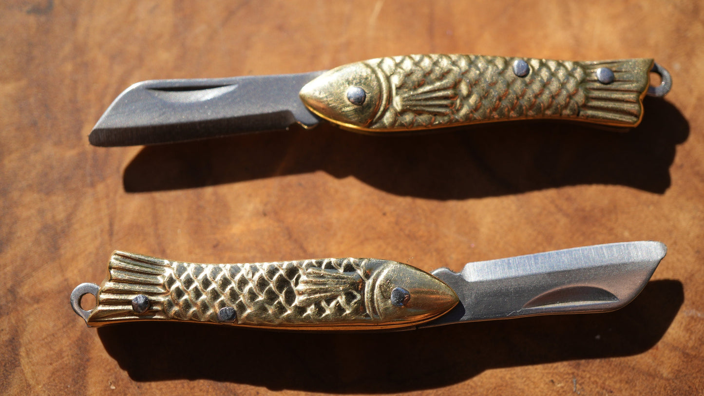 Mini Fish Knife Necklace | Brass Pocket Knife Necklace | Blade Necklace || Brass Knife Necklace | Real Knife Necklace | Unisex 14K GF Chain