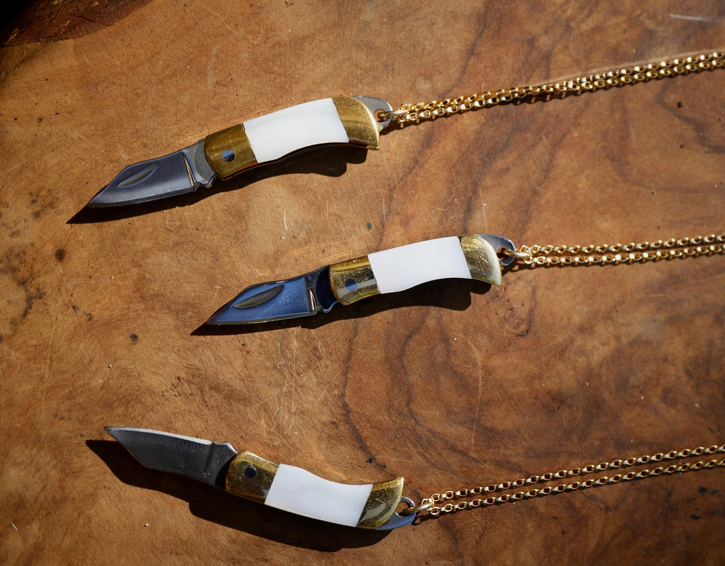 White Shell Knife Necklace || Shell Pocket Knife Necklace || Abalone Blade Necklace || Brass Knife Necklace || Real Knife Necklace || Unisex