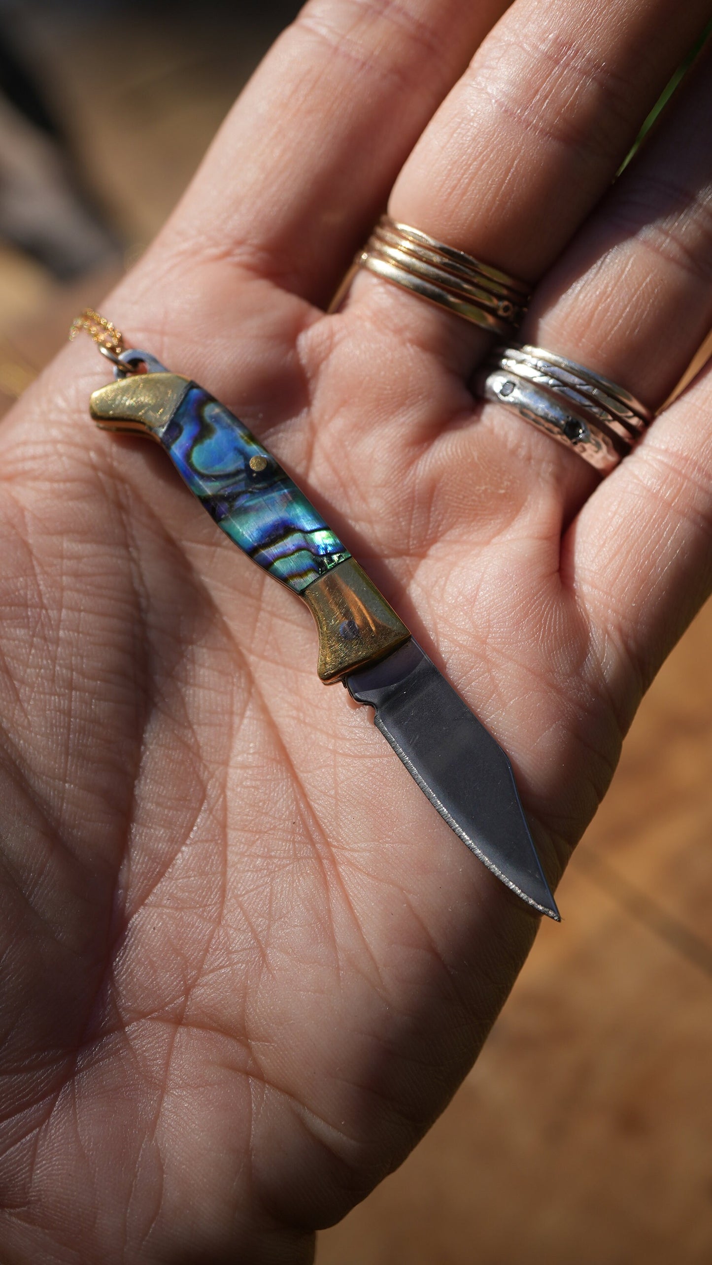 Abalone Shell Knife Necklace || Shell Pocket Knife Necklace || Blade Necklace || Brass Knife Necklace || Real Knife Necklace || Unisex