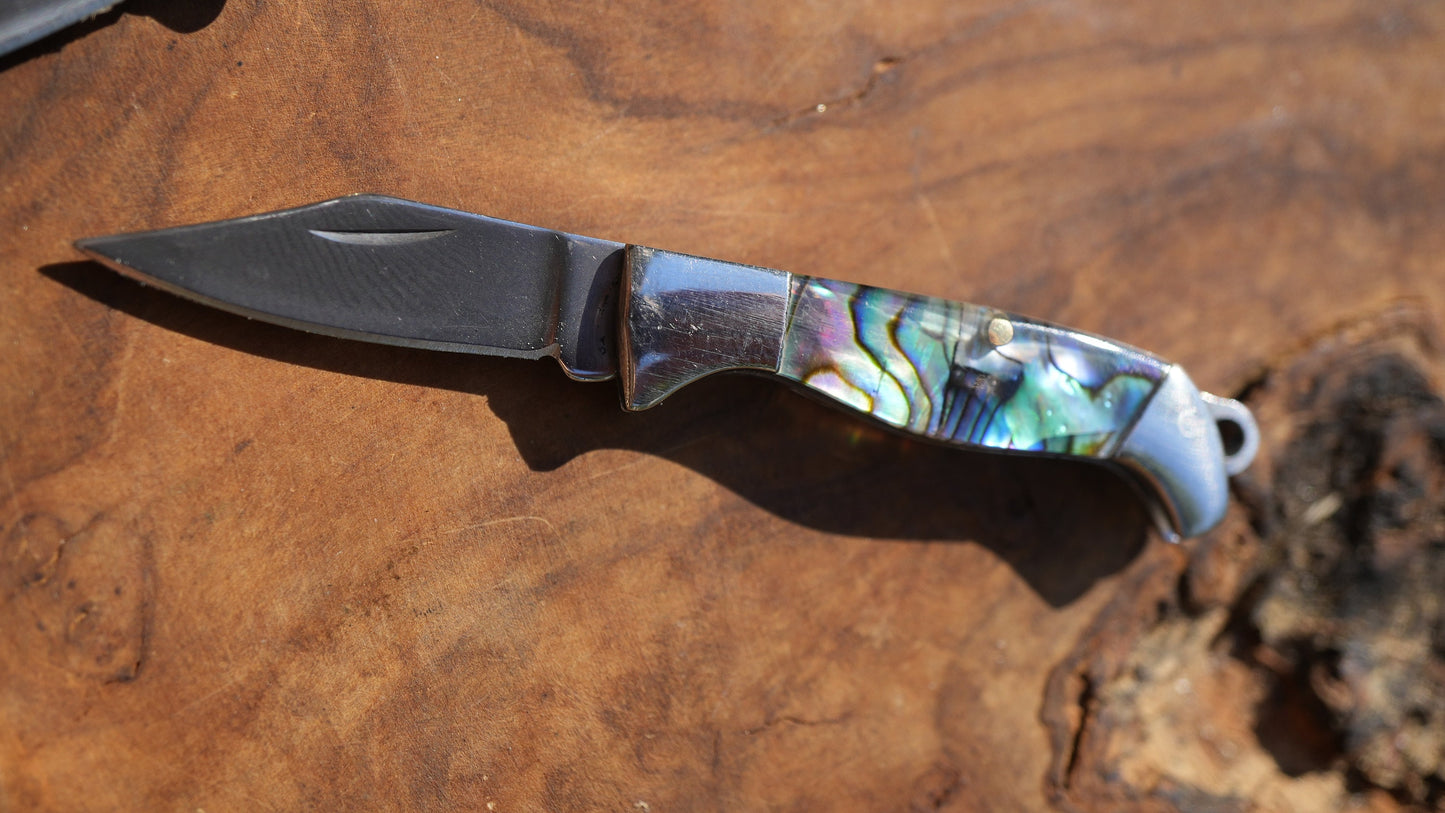 Abalone Shell Knife Necklace || Shell Pocket Knife Necklace || Blade Necklace || Stainless Steel Knife Necklace || Real Knife Necklace