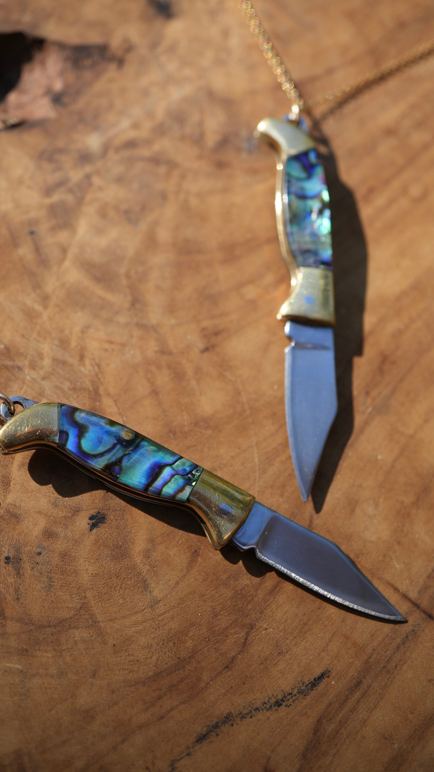 Abalone Shell Knife Necklace || Shell Pocket Knife Necklace || Blade Necklace || Brass Knife Necklace || Real Knife Necklace || Unisex