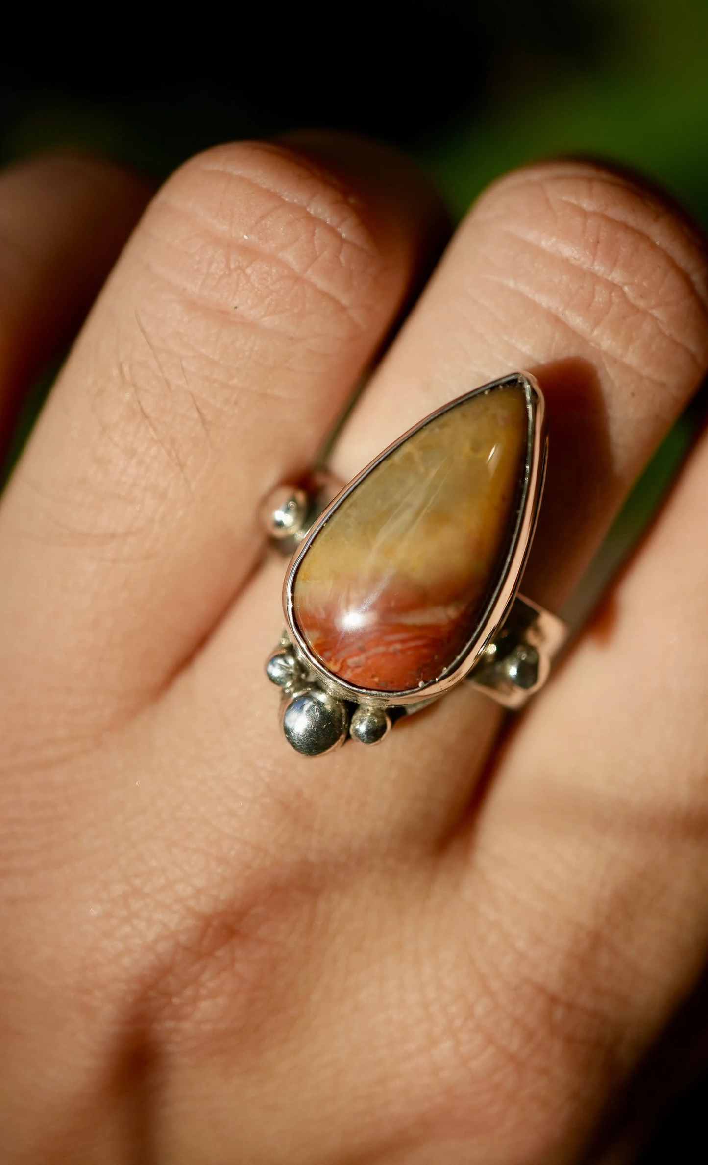 Jasper Stone Sterling Silver Ring | Silver Jasper Neutral Color Stone || Statement Ring || 925 Silver Ring