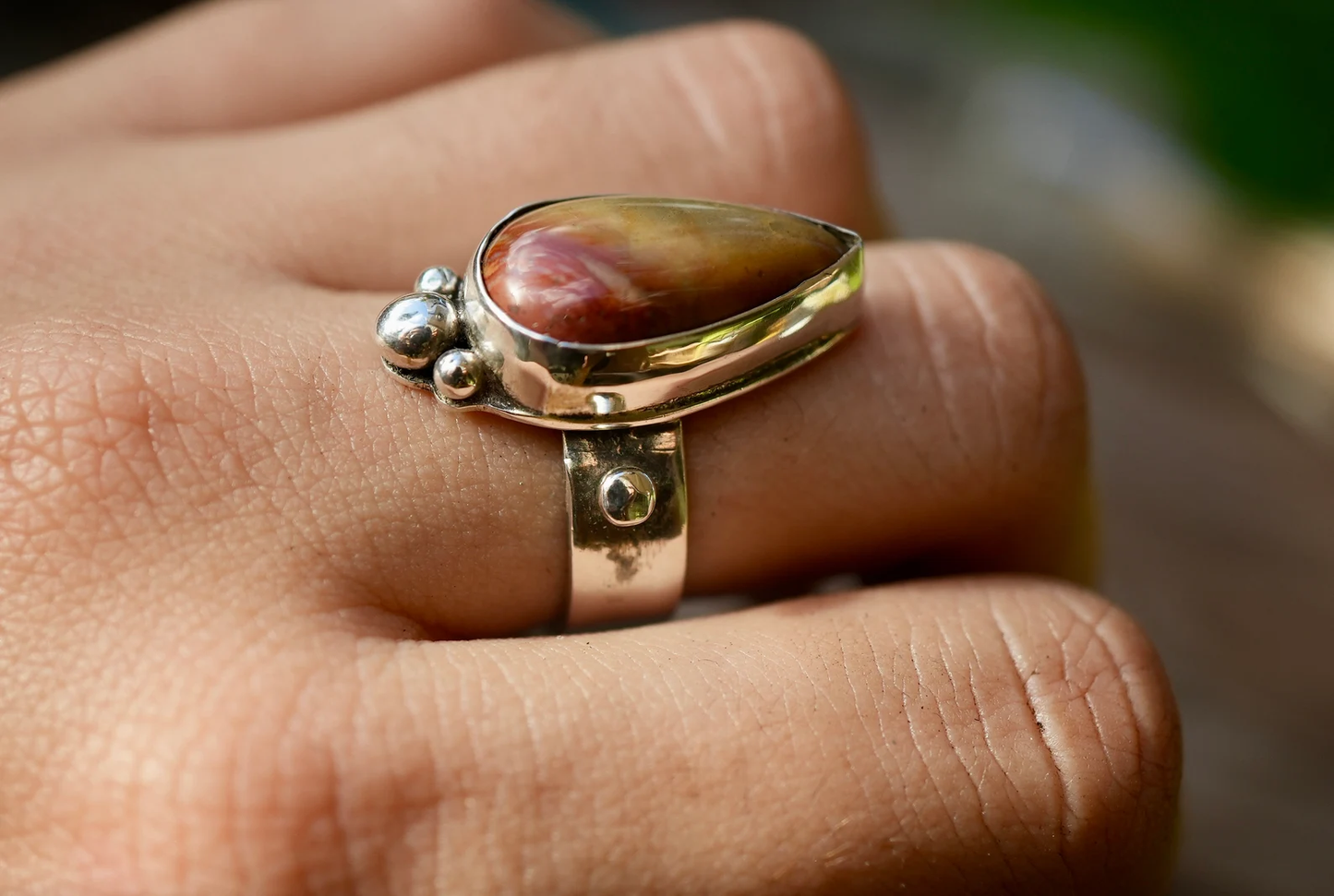 Jasper Stone Sterling Silver Ring | Silver Jasper Neutral Color Stone || Statement Ring || 925 Silver Ring