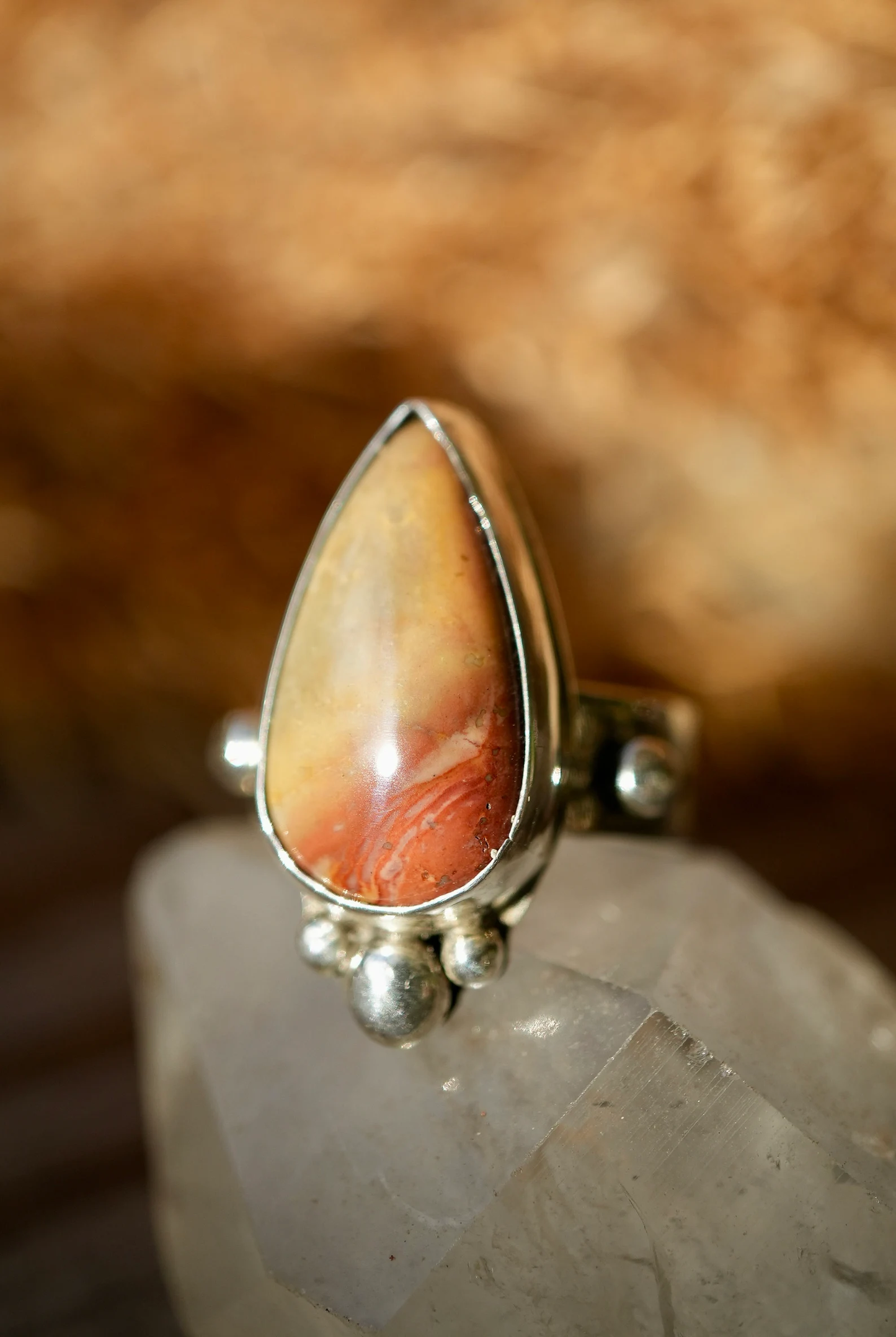 Jasper Stone Sterling Silver Ring | Silver Jasper Neutral Color Stone || Statement Ring || 925 Silver Ring