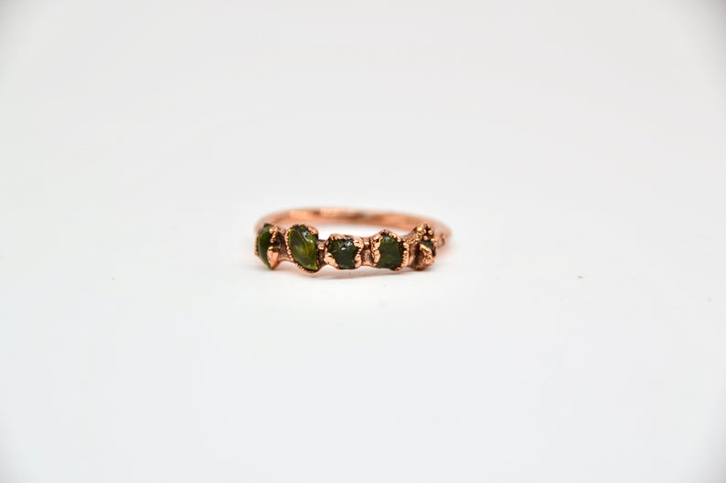 Muli-Stone Raw Peridot Ring || August Birthstone