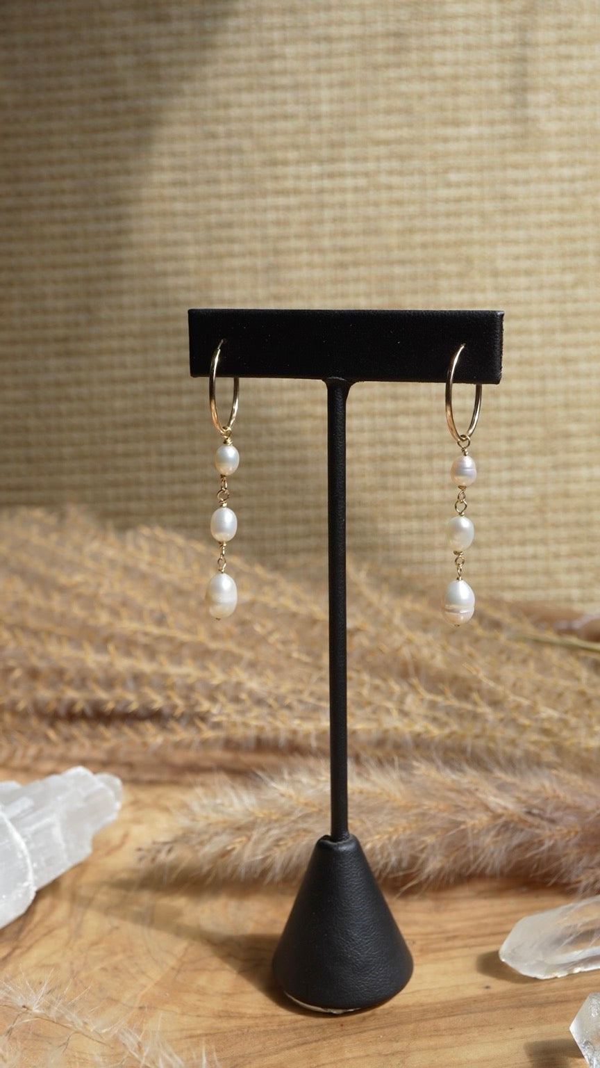Dangling Freshwater Pearl Earrings || 14K Gold Filled Pearl Earrings || Pearl Hoops || Bridal Earrings || Bridal Jewelry || Wire Wrapped