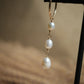 Dangling Freshwater Pearl Earrings || 14K Gold Filled Pearl Earrings || Pearl Hoops || Bridal Earrings || Bridal Jewelry || Wire Wrapped