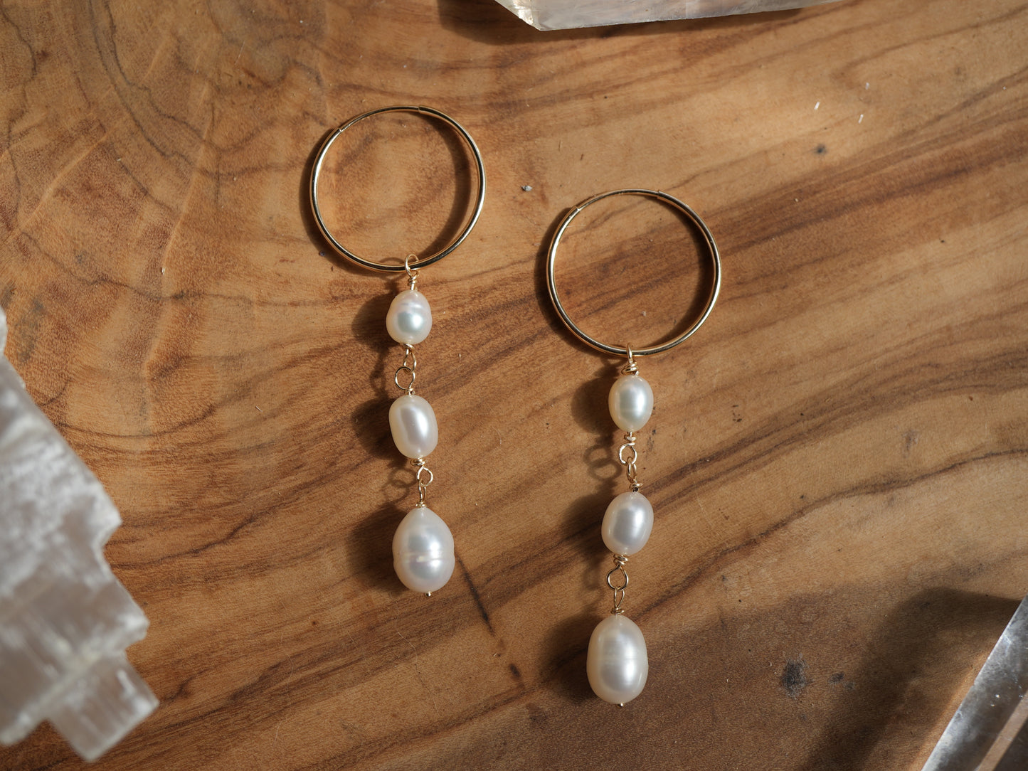Dangling Freshwater Pearl Earrings || 14K Gold Filled Pearl Earrings || Pearl Hoops || Bridal Earrings || Bridal Jewelry || Wire Wrapped