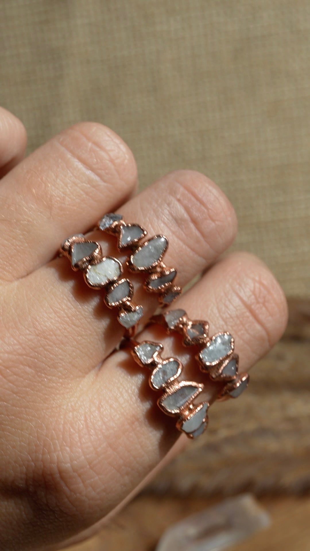Multi - Stone Raw Aquamarine Ring || Copper Aquamarine Ring || Rough March Ring || March Birthstone Ring || Electroformed Ring
