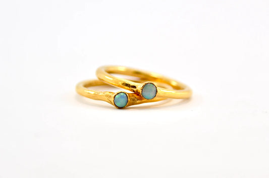 Flashy Gold Opal Minimalist Ring | October Birthstone Ring |