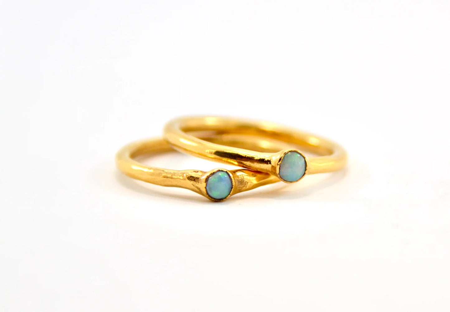 Flashy Gold Opal Minimalist Ring | October Birthstone Ring |