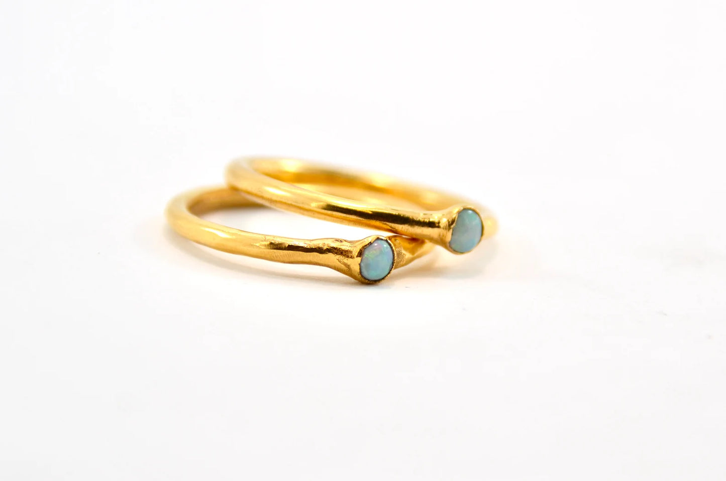 Flashy Gold Opal Minimalist Ring | October Birthstone Ring |
