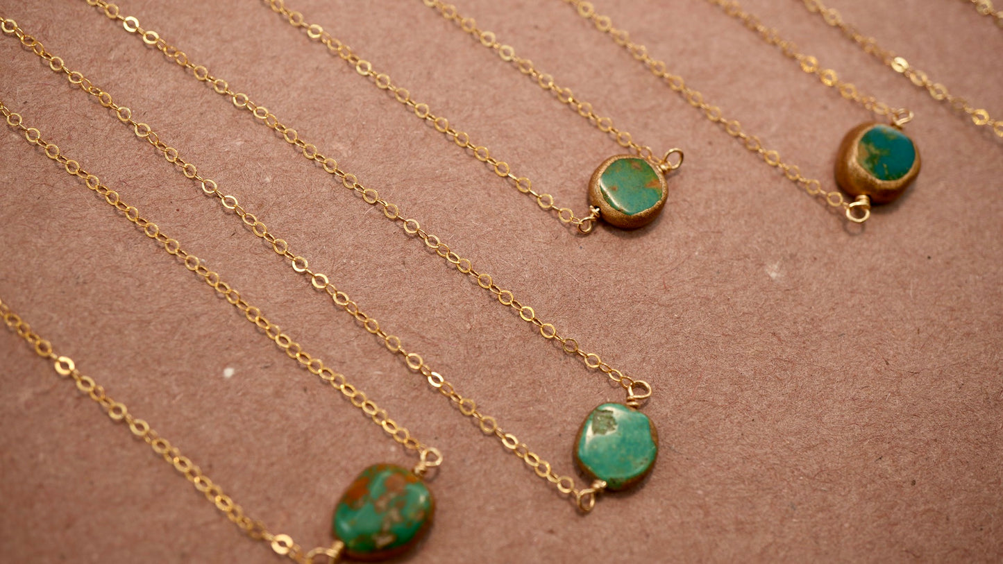 14K Gold Filled Natural Turquoise Necklace || December Birthstone || December Necklace || Gold Filled Everyday Necklace