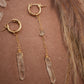 Sunburst Huggers 14K Gold Filled Clear Quartz & Herkimer Diamond || Asymmetrical Earrings ||