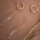 Sunburst Huggers 14K Gold Filled Clear Quartz & Herkimer Diamond || Asymmetrical Earrings ||
